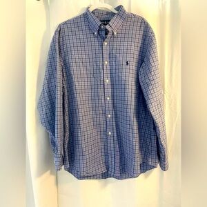 Ralph Lauren Men's Blue Plaid Button-Down Shirt